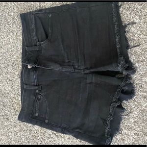 AE black midi denim shorts